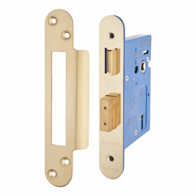 Architectural Bolt Through 3 Lever Sashlock - 78mm Case - 57mm Backset - Radius - PVD Brass