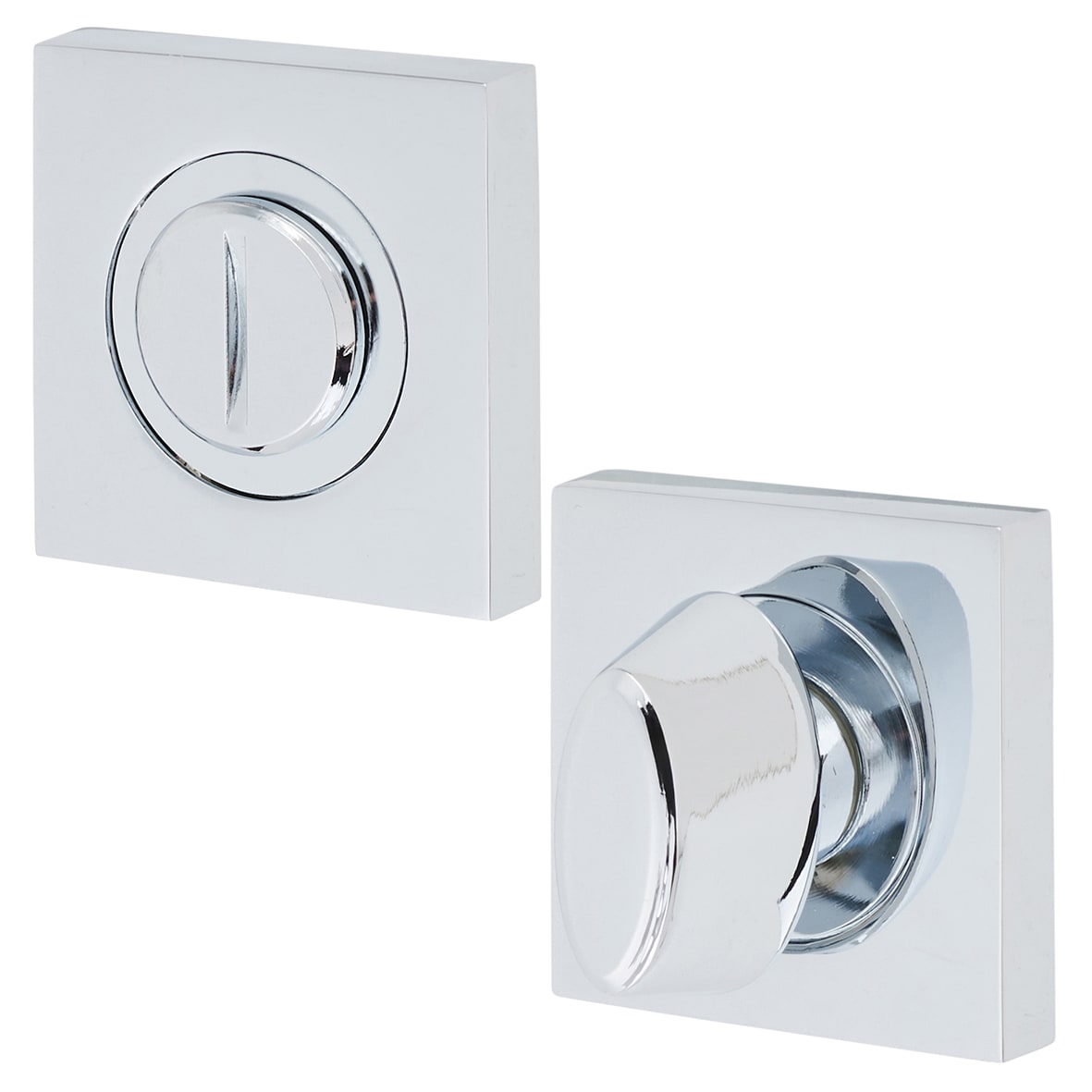 Brass Square Bathroom Turn & Release - 50mm Diameter - Polished Chrome