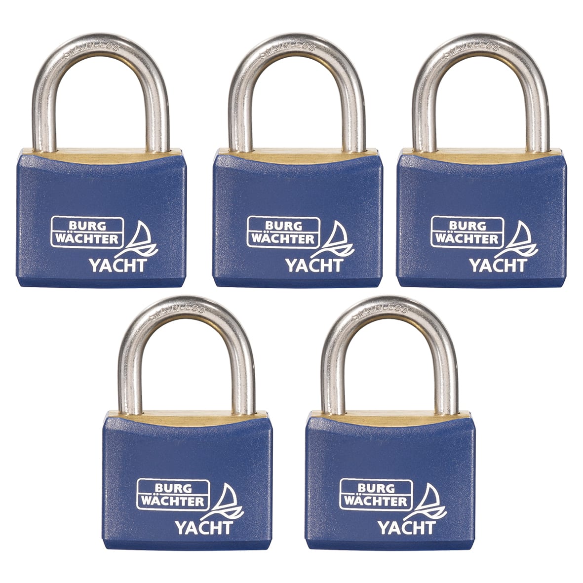 All Weather Yacht Padlock - 50mm Body - 28 x 29.5mm Shackle - Keyed Alike - Pack of 5