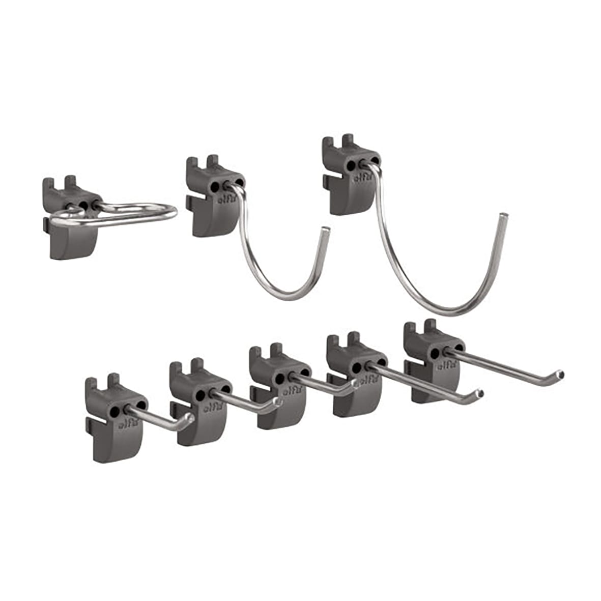 Garage+ Storage Top Track System - Mixed Hooks for Storing Board - Matt Grey - Pack of 8