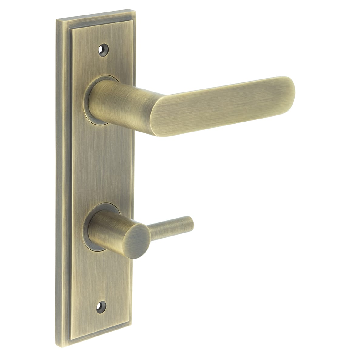 Antique Brass Fire Rated DIN Bathroom Door Handles - Kensington - Inner 3 - 200 x 55mm