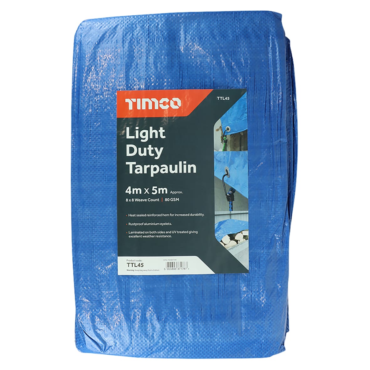 Light Duty Tarpaulin - 5m x 4m - Blue