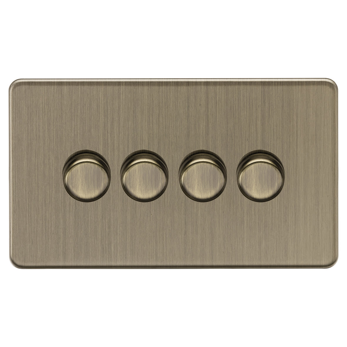 5-150W 4 Gang 2 Way Push On/Off Rotary Flat Intelligent LED Dimmer Switch - Ant Brass