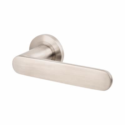 Satin Stainless Steel Door Handles on Round Rose - Parigi Range