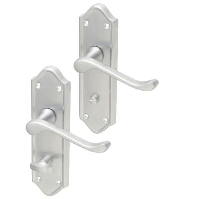Satin Chrome Scroll Bathroom Door Handles - Ashmead Range - 168 x 46mm