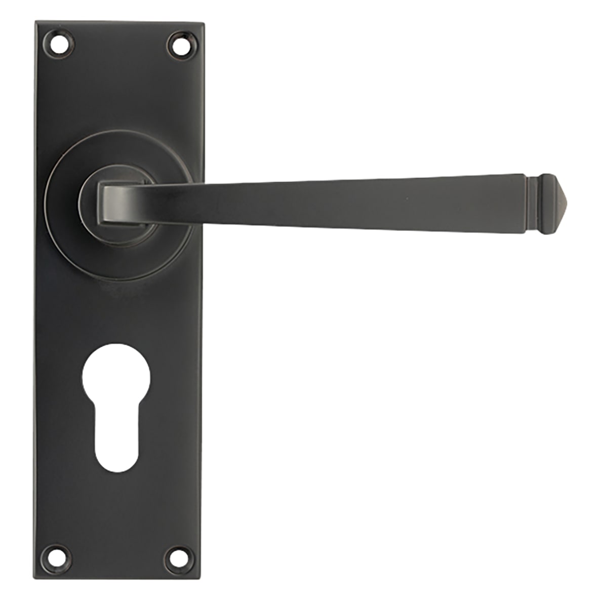 Aged Bronze Euro Lock Door Handles - Avon Range - 152 x 48mm