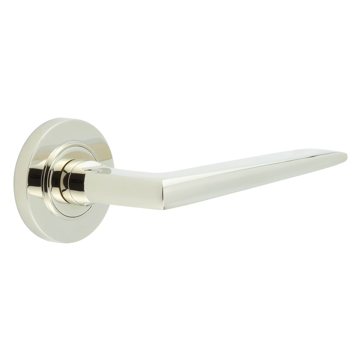 Polished Nickel Fire Rated Door Handles on Round Rose - Mayfair Range