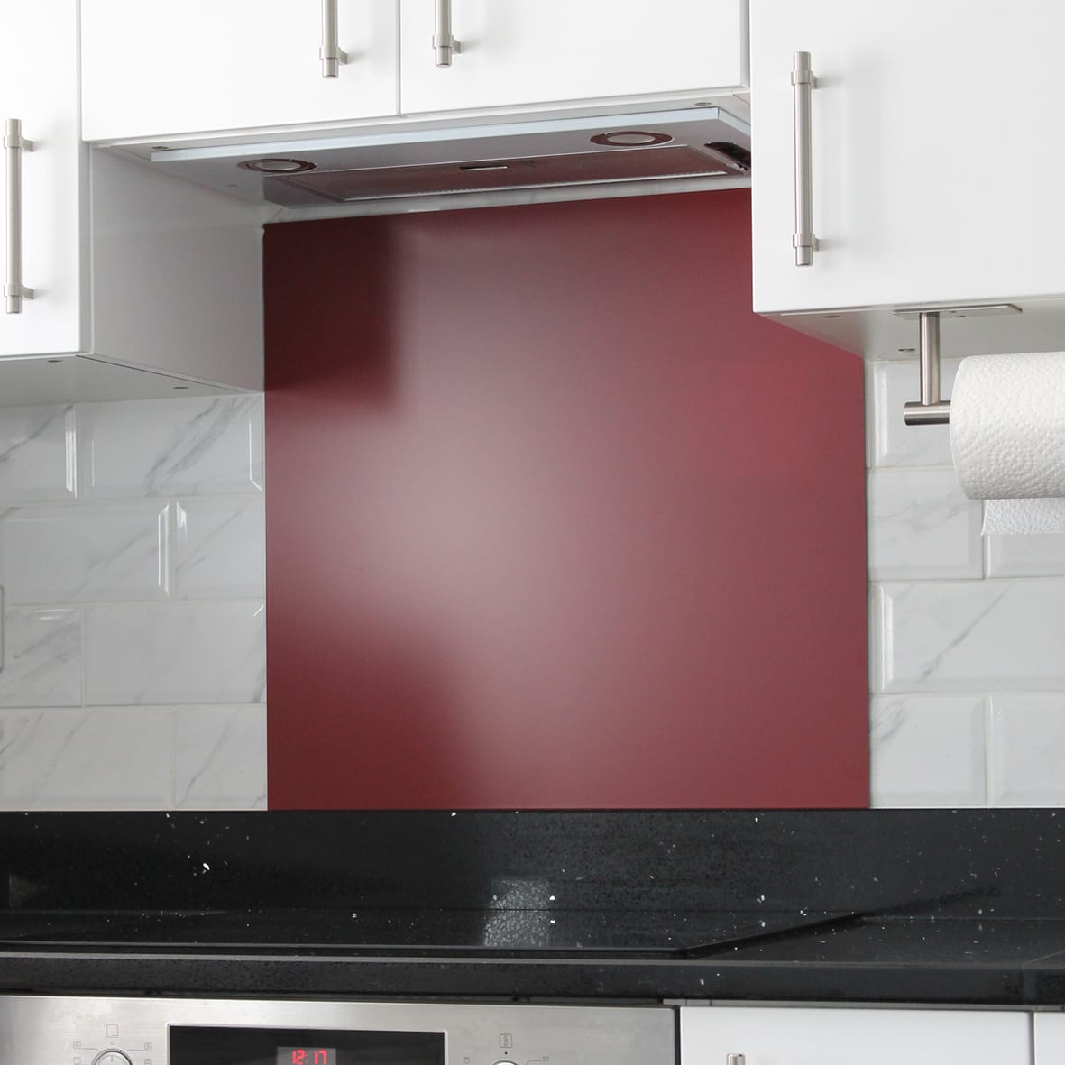 Aluminium Kitchen Splashback - 600 x 750mm - Matt Burgundy Red