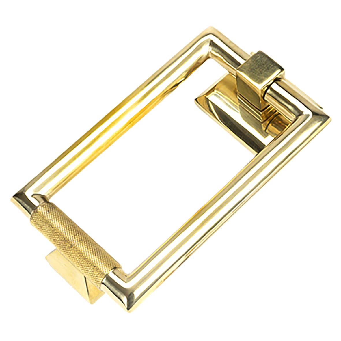 Brompton Rectangular Knurled Door Knocker - Polished Brass - 145 x 90mm