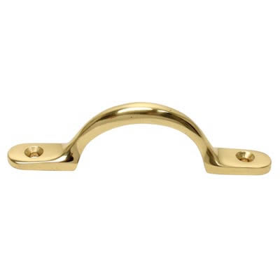 Sash Window Pull Handle - 100mm Length - Polished Brass