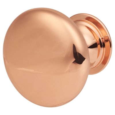 Domed Round Cabinet Knob - 25mm Diameter - Bright Copper