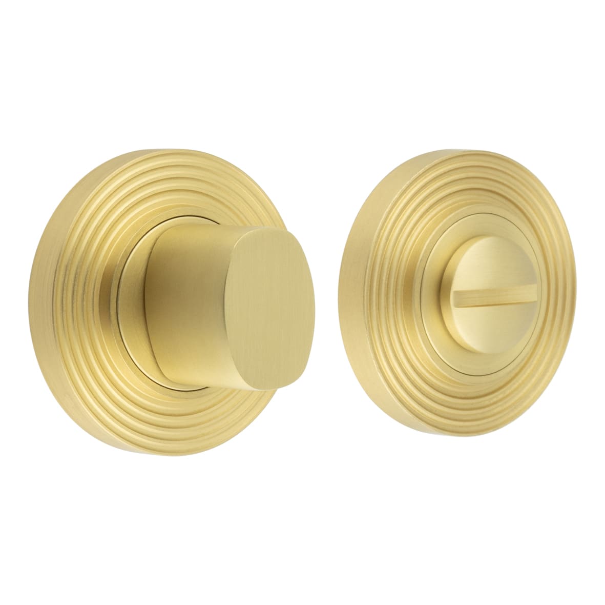 Inner 3 Turn & Release with Reeded Rose - 47mm Diameter - Satin Brass