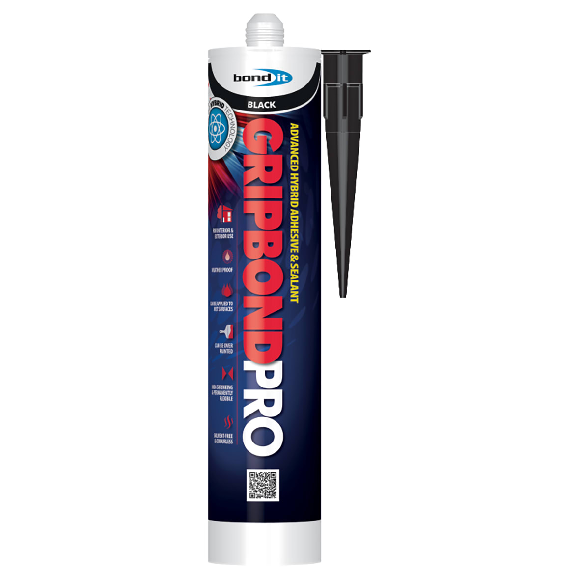 Bond It Gripbond Pro Hybrid High Tack Sealant & Adhesive - 285ml - Black