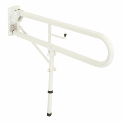 Hinged Support Grab Rail With Leg - 800 x 200mm - White 494661P