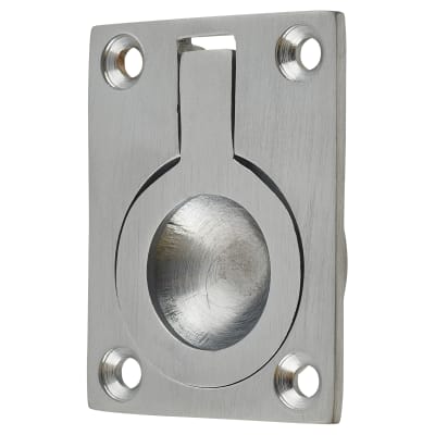 Rectangular Flush Ring Cabinet Pull Handle - 50 x 38mm - Satin Chrome