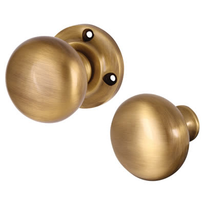 Marcus Antique Brass Rim Door Knob - 60mm Rose Diameter