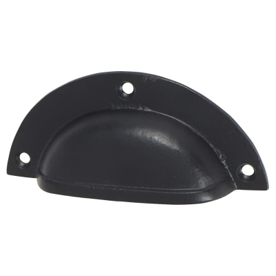 Vintage Lipped Cabinet Cup Handle - 86mm Centres - Black Iron