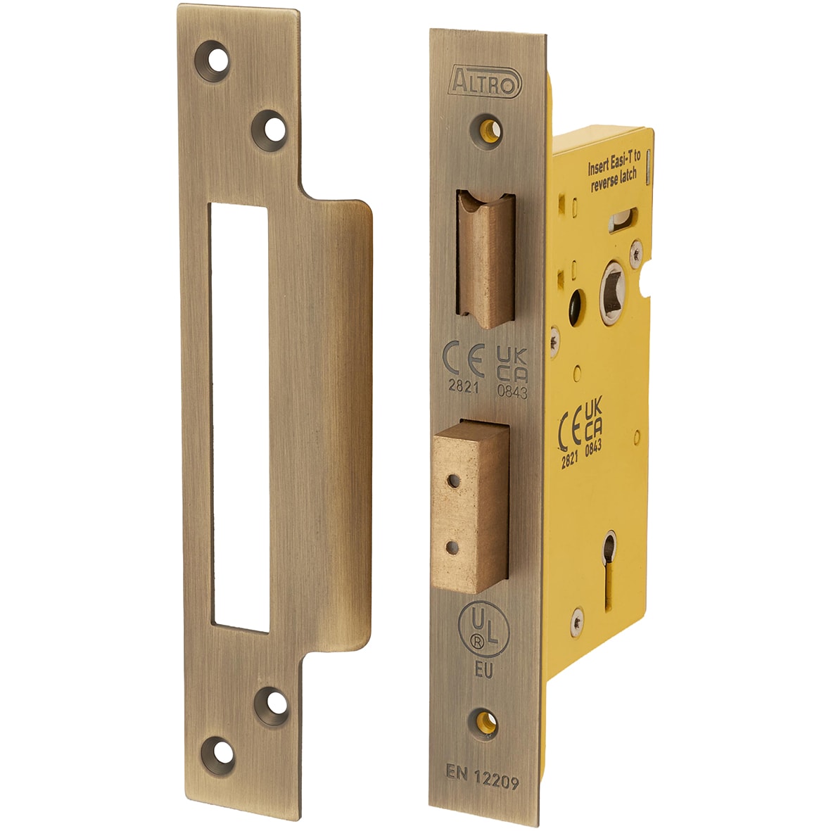 Architectural Bolt Through 3 Lever Sashlock - 65mm Case - 44mm Backset - Square - Antique Brass