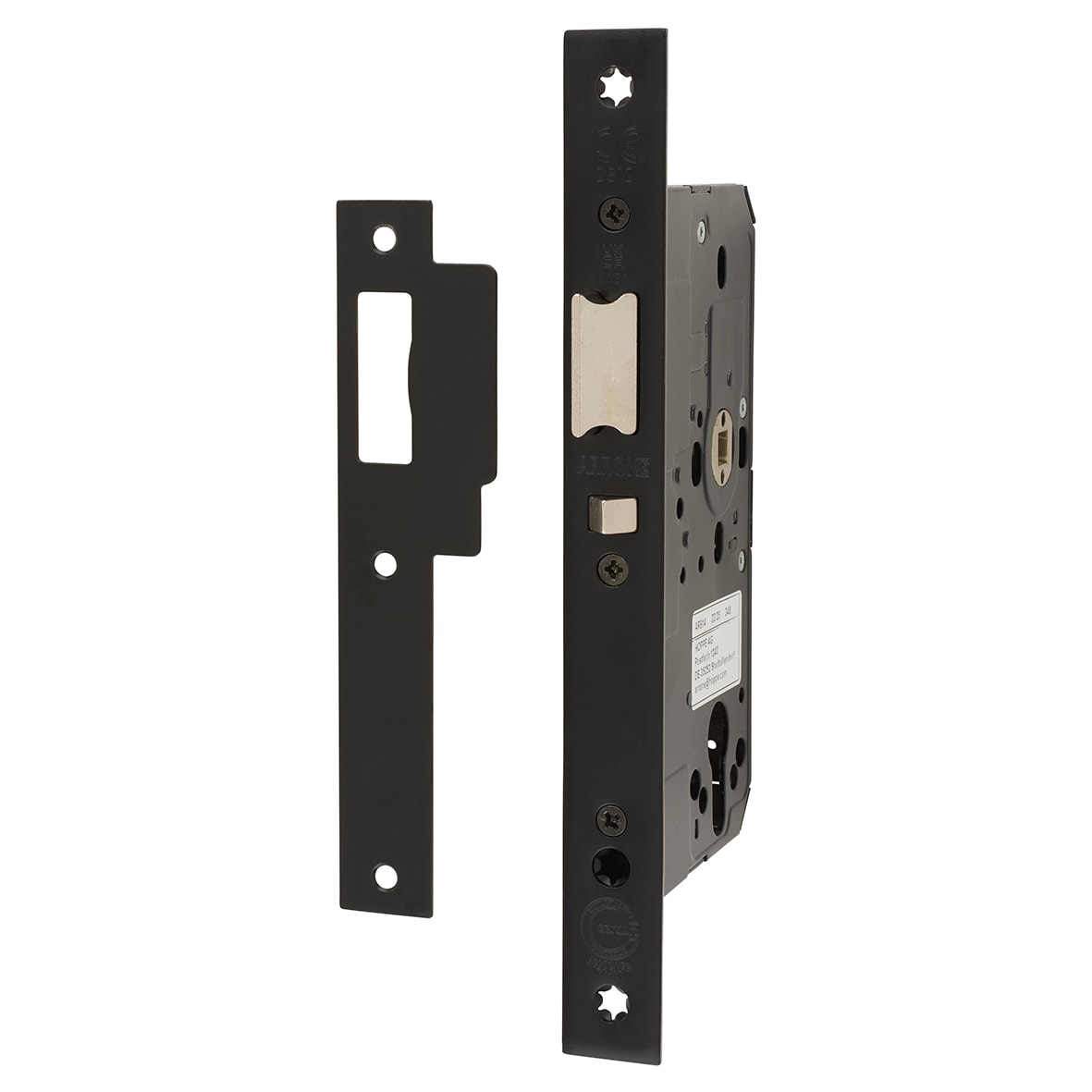 DIN Mortice Nightlatch - 88mm Case - 60mm Backset - Square - Matt Black