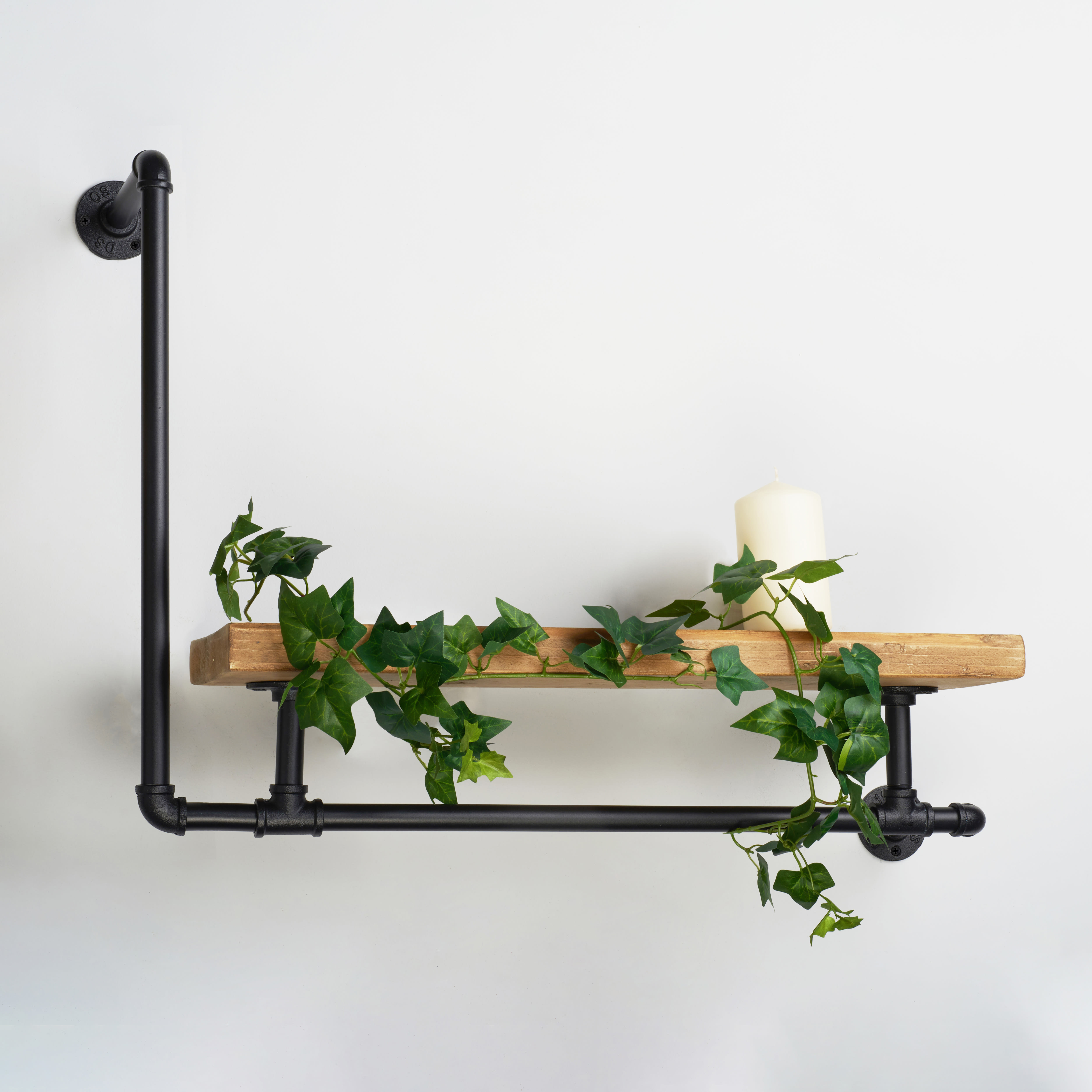 3/4" L Shaped Pipe Shelf Kit - Black