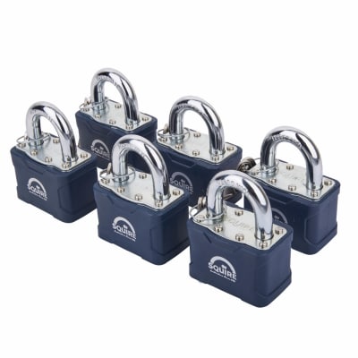 Master Keyed Laminated Padlock Set - 24 x 24mm Shackle - Blue - Pack of 6