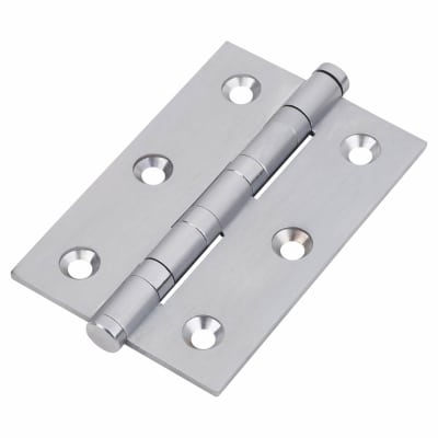 Performance Brass Washered Butt Door Hinge - 75 x 50 x 2.5mm - Satin Chrome - Pair