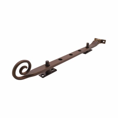 Open Curl Casement Window Stay - 12"/300mm Length - Soft Antique Bronze