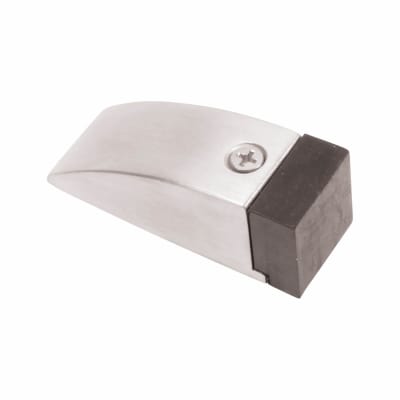 Wedge Floor Mounted Door Stop - 76 x 28mm - Satin Stainless