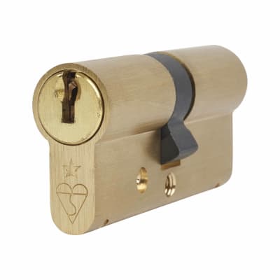 1 Star 6 Pin Kitemarked 70mm Euro Double Cylinder - 35 + 35mm - Polished Brass - Keyed to Differ