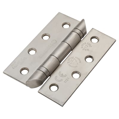 Ball Bearing Anti Ligature Grade 13 Butt Fire Door Hinge - 102x76x3mm - Sat Stainless - Pair