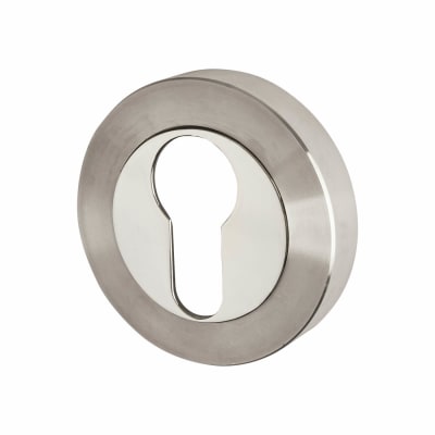 Duo Escutcheon - 53mm Diameter - Euro - Satin/Polished Stainless Steel