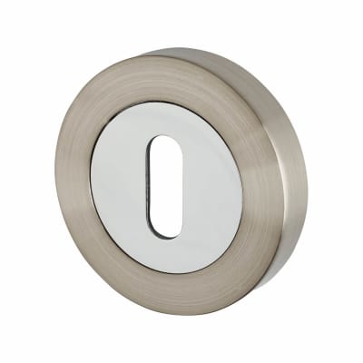 Escutcheon - 52mm Diameter - Keyhole - Satin Nickel/Polished Chrome