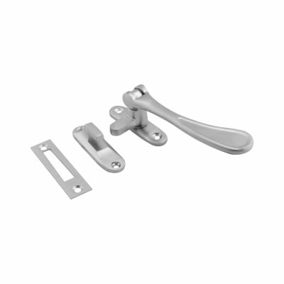 Victorian Mortice & Hook Plate Casement Window Fastener - Reversible - Soft Satin Chrome