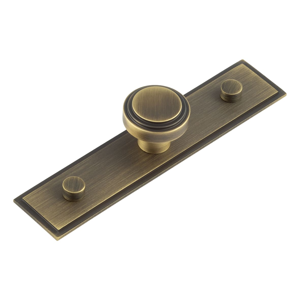 Cropley Stepped Round Cabinet Knob on Stepped Backplate - 30mm Diameter - Antique Brass
