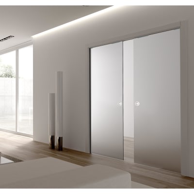 8mm Glass Double Pocket Door Kit - 100mm Finished Wall Thickness - 762 x 1981mm Door Size