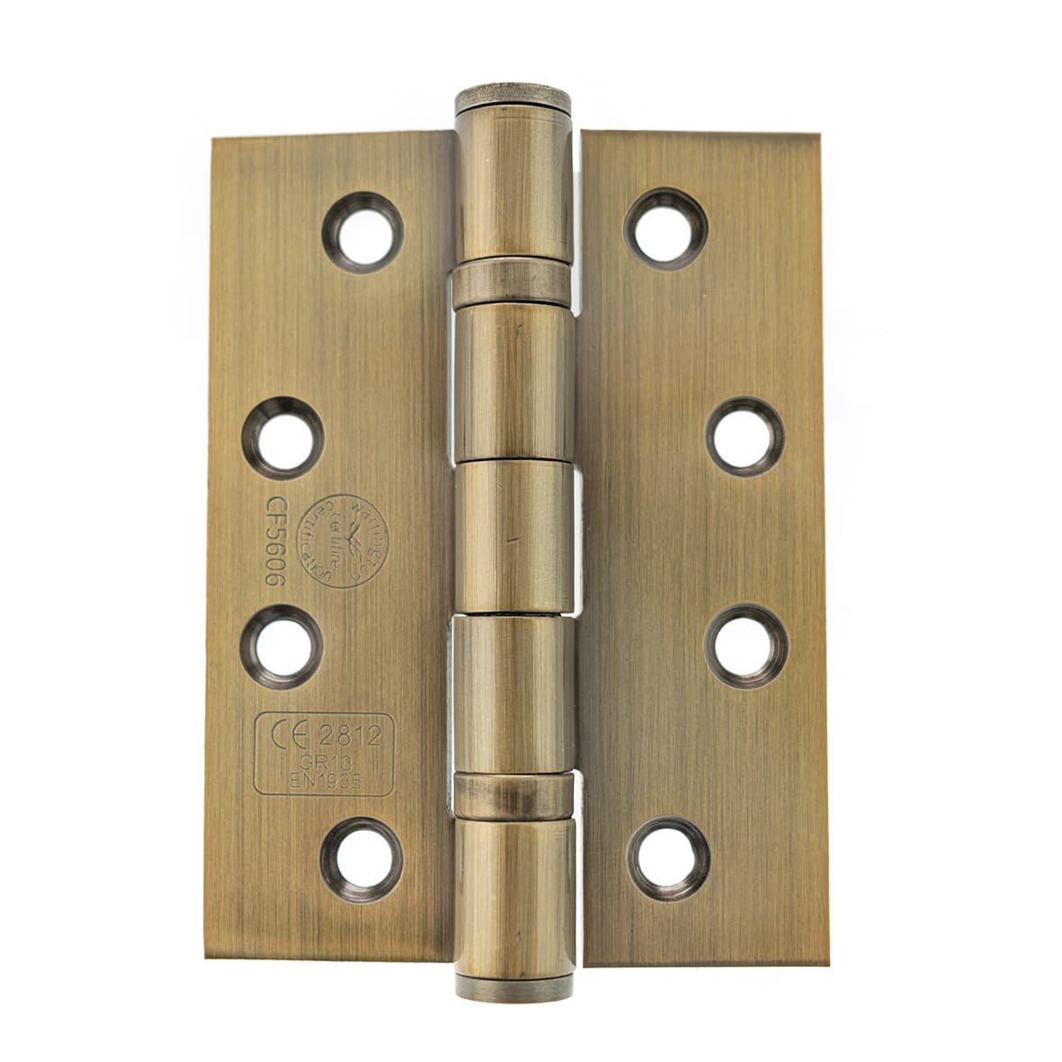 Twin Ball Bearing Grade 13 Butt Fire Door Hinge - 102 x 75 x 3mm - Antique Brass - Pair