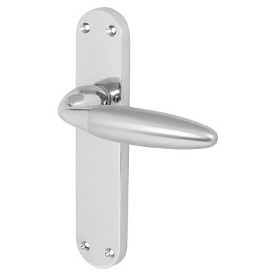 Polished/Satin Chrome Latch Door Handles - Florence Range - 182 x 39mm