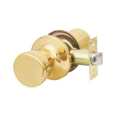 Polished Brass Hotel Passage Mortice Door Knobset - 65mm Rose Diameter