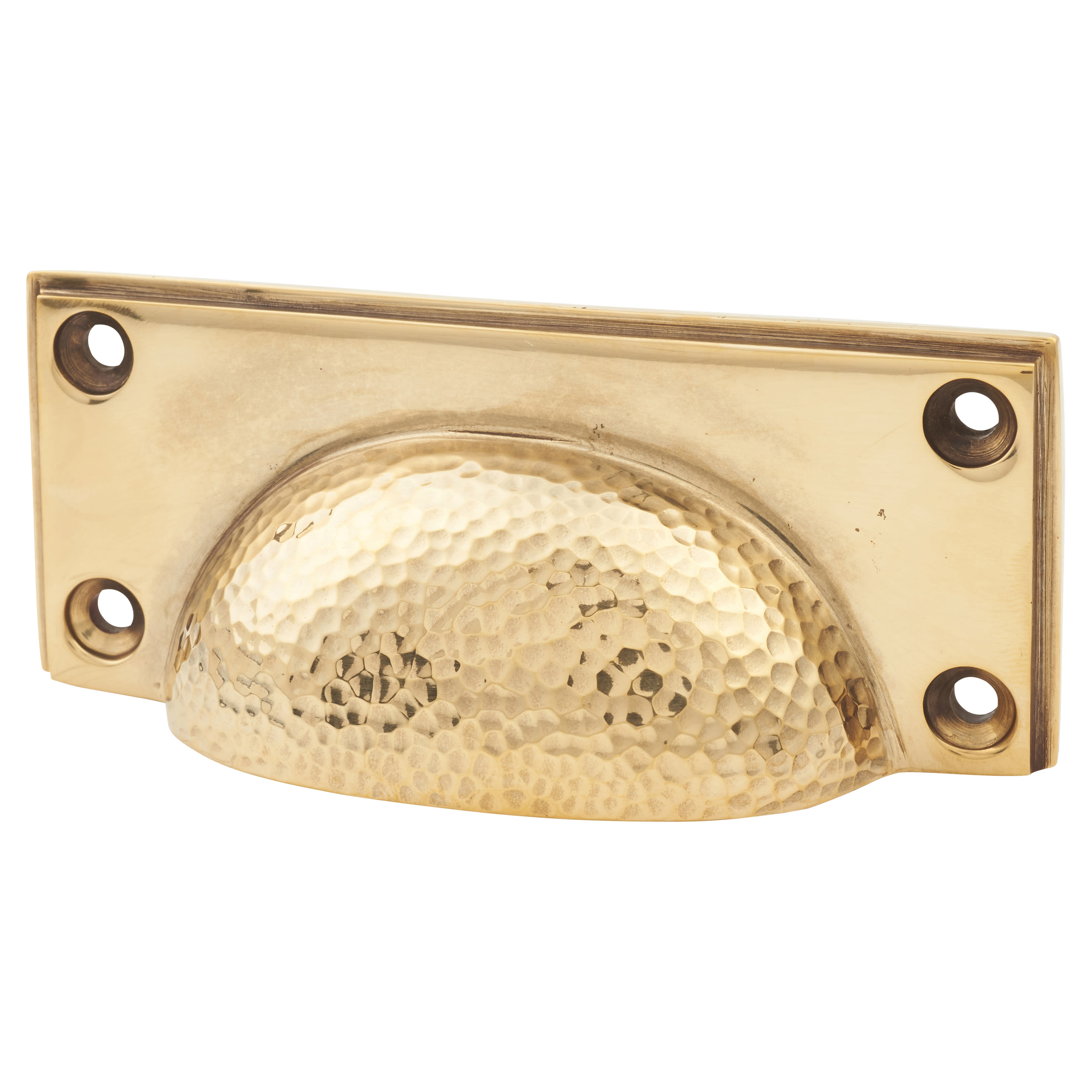Hammered Art Deco Cabinet Cup Handle - 84mm Centres - Antique Brass