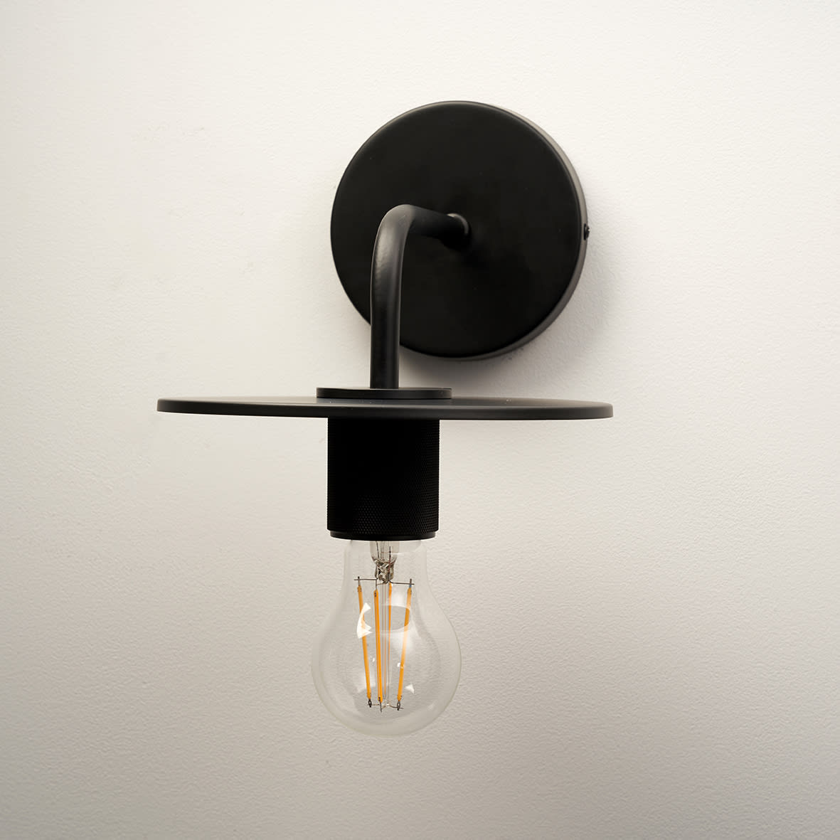 Savaneta Knurled Indoor Wall Light - Matt Black Fittings and Plate