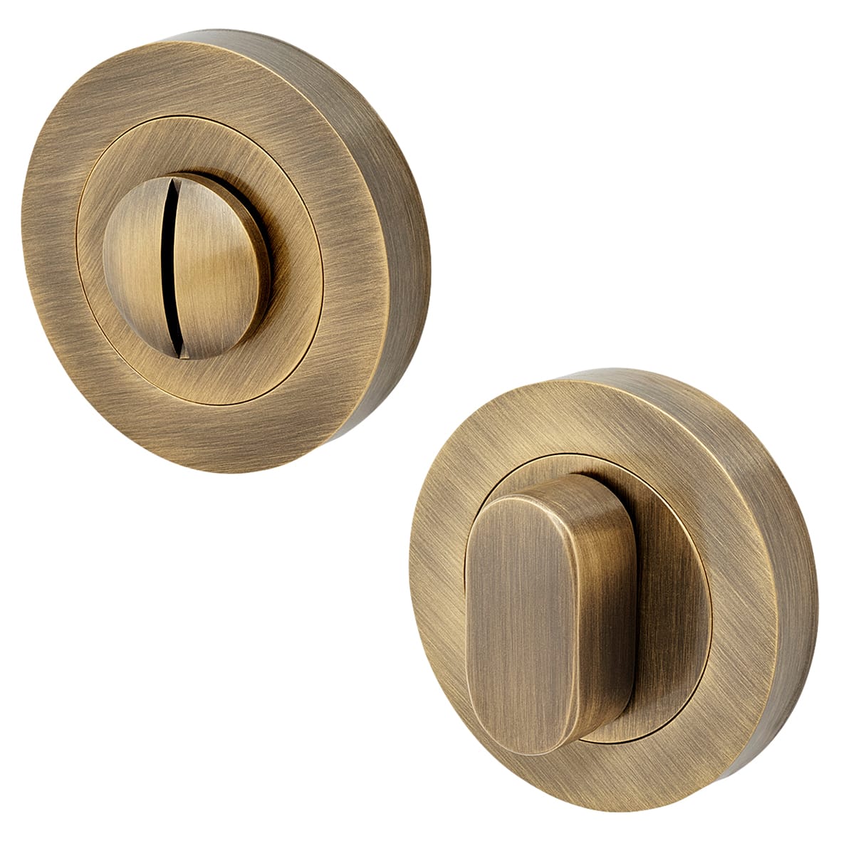 Oval Bathroom Turn & Release - 52mm Diameter - Antique Brass