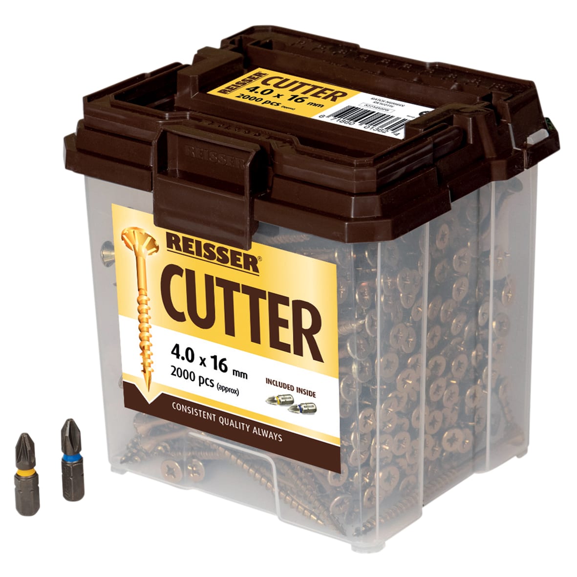 Cutter Pozi Countersunk Wood Screws Tub - 4 x 16mm - Yellow Zinc - Pack of 2000