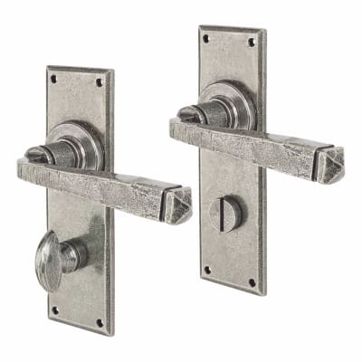 Pewter Bathroom Door Handles - York Range - 152 x 48mm