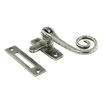 Monkey Tail Mortice Plate Casement Window Fastener - Reversible - Pewter