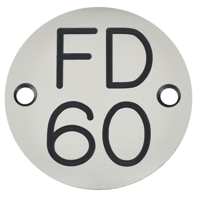 Fire Door Sign - Drilled - 50mm Diameter - Rigid Plastic - Silver