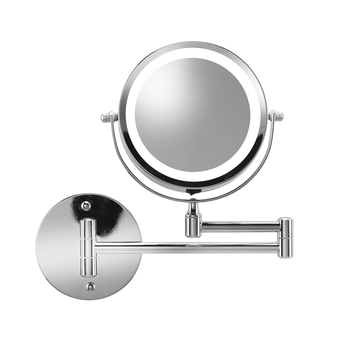 LED 3x Magnifying Bathroom Mirror with Extendable Arm - 265 x 255 x 35mm - Chrome