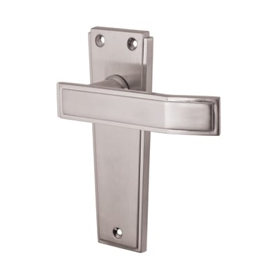 Satin Chrome Latch Door Handles - Deco Range - 153 x 50mm