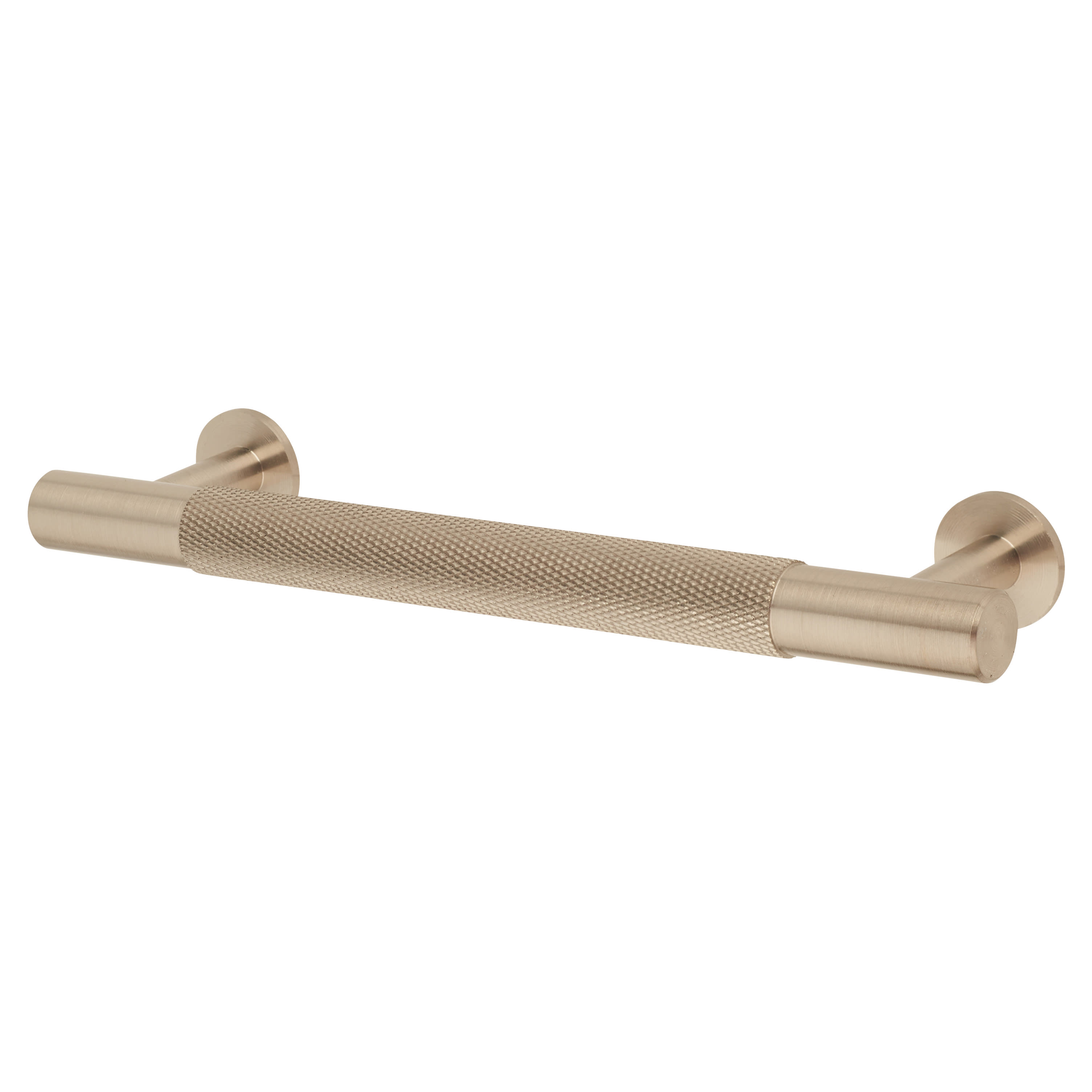 13mm Knurled T-Bar Cabinet Pull Handle - 128mm Centres - Satin Nickel
