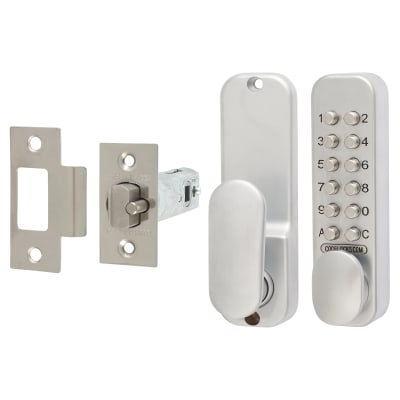 Easy Code Push Button Code Lock and Latch - Holdback Option - Silver Grey