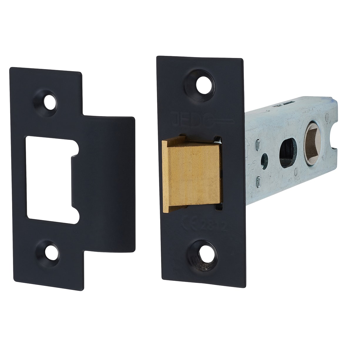 Heavy Duty Bolt Through Tubular Latch - 76mm Case - 57mm Backset - Square - Matt Black